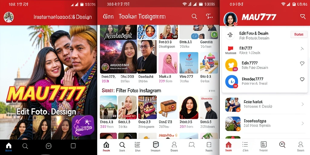 Tampilan antarmuka MAU777 dengan filter Instagram yang menarik.