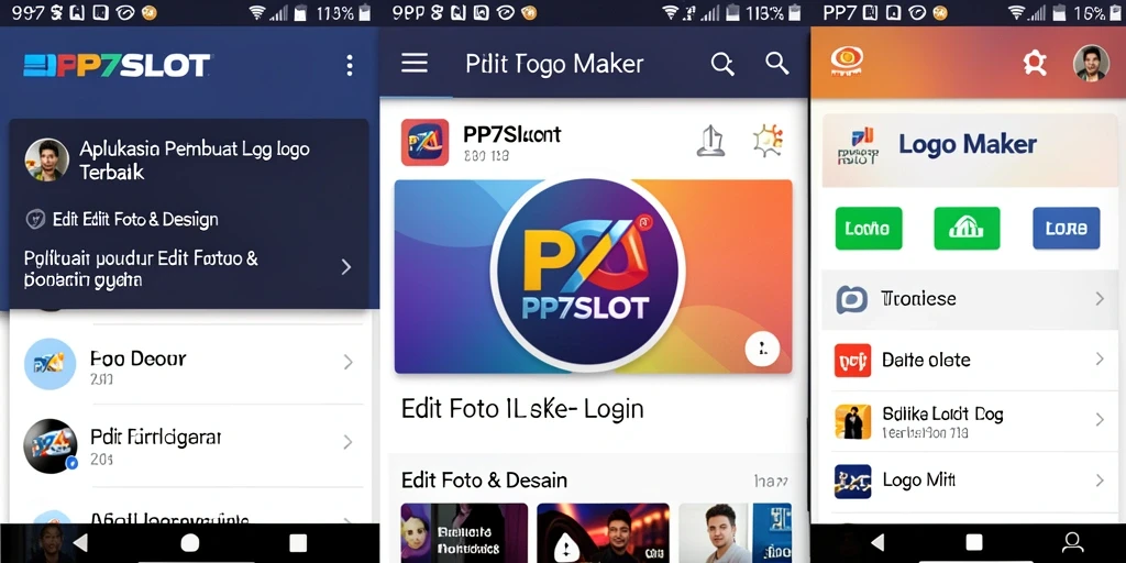 Tampilan antarmuka aplikasi PP7SLOT saat membuat desain logo.