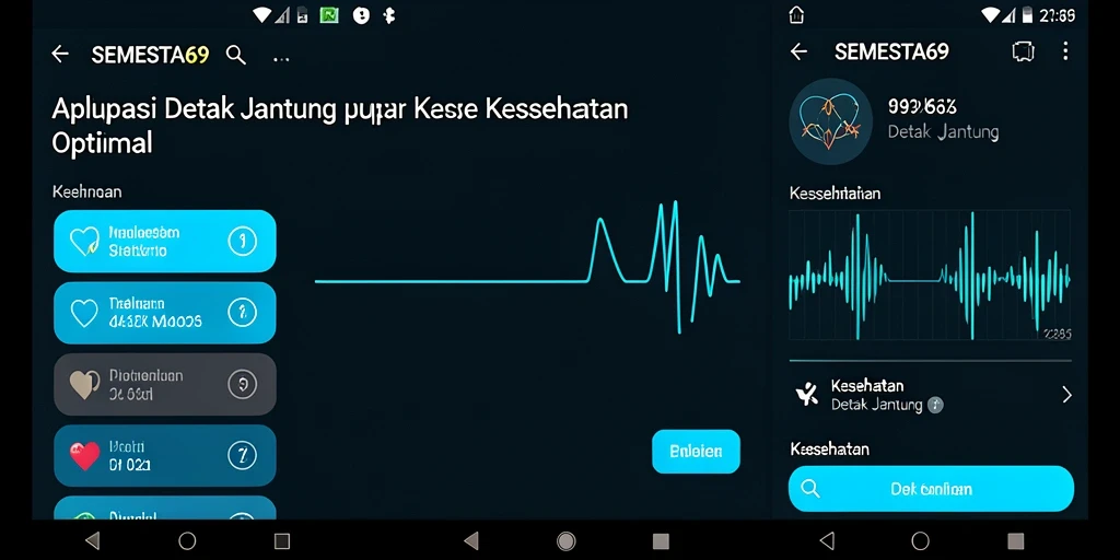 Antarmuka SEMESTA69 yang menampilkan pemantauan detak jantung.