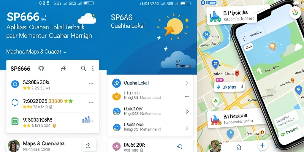 Antarmuka aplikasi SP666 menampilkan ramalan cuaca yang jelas dan menarik.